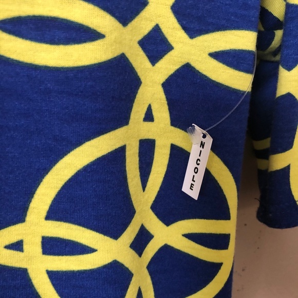3 / $25 LULAROE yellow & blue Nicole swing dress size XL - Picture 2 of 5